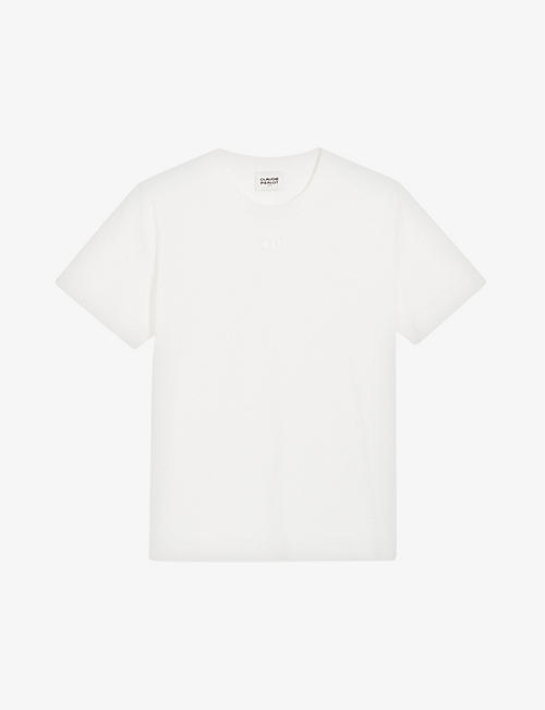 CLAUDIE PIERLOT: Teecha embroidered-logo short-sleeve cotton T-shirt