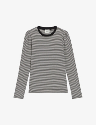 CLAUDIE PIERLOT Tamarine stripe print long sleeve cotton T shirt