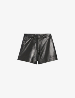 Claudie Pierlot Leather Shorts In Noir / Gris