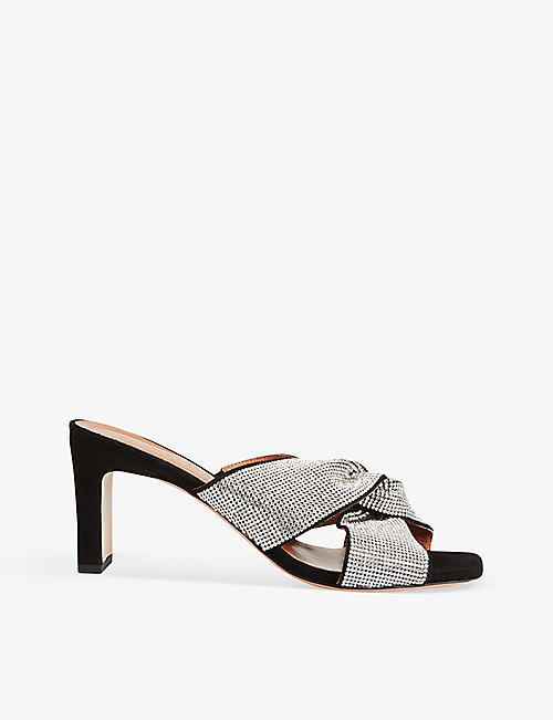CLAUDIE PIERLOT: Amanon rhinestone-embellished heeled leather sandals