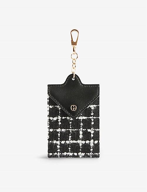 CLAUDIE PIERLOT: Logo-plaque leather and tweed card holder