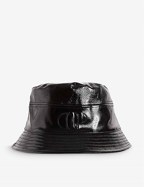 CLAUDIE PIERLOT: Abob logo-embroidered faux-leather bucket hat