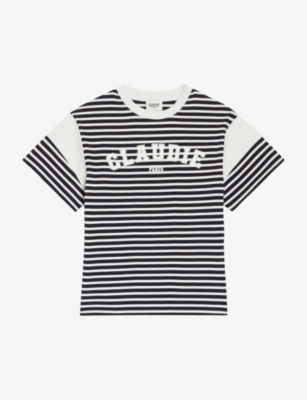 CLAUDIE PIERLOT: Tucan logo-print stripe cotton T-shirt