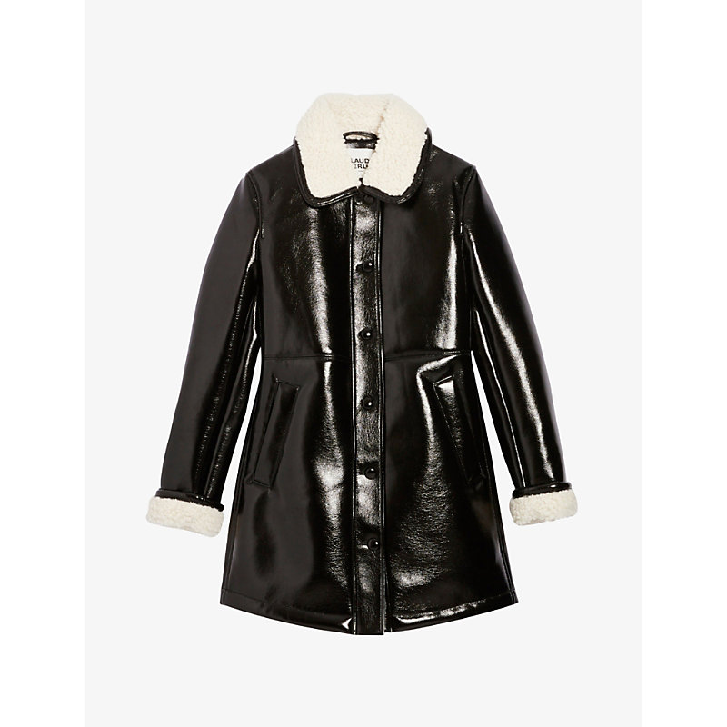 Claudie Pierlot Womens Divers Wide-collar Cropped Faux-leather Coat