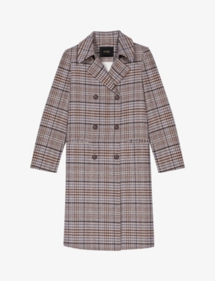 Maje Prince Of Wales Check Coat In White