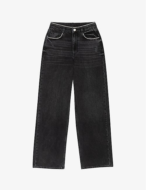 MAJE: Rhinestone-embellished straight-leg mid-rise jeans