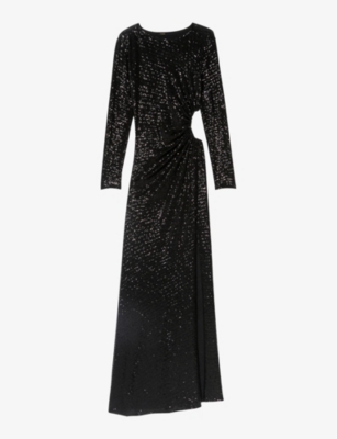 MAJE: Rilexisa sequin-embellished stretch-woven maxi dress