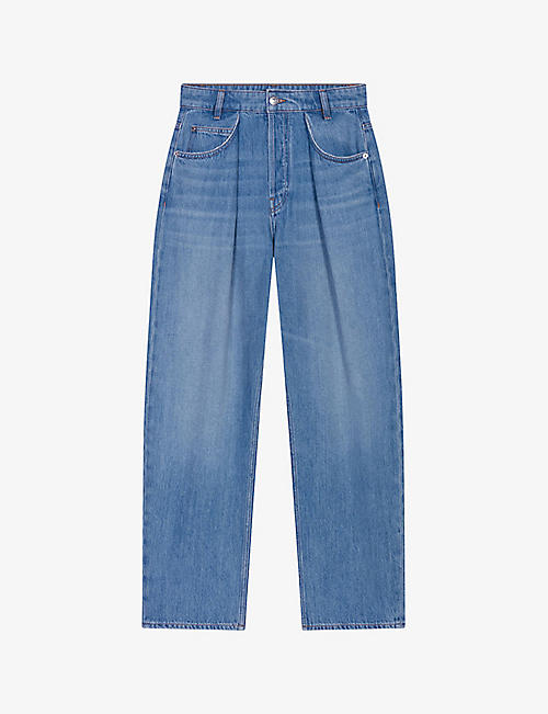 MAJE: Pia wide-leg mid-rise stretch-denim jeans