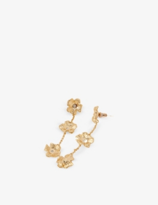 Maje Womens Or Flower Crystal-embellished Brass Earrings In Or