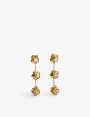 Shop Maje Women's Or Flower Crystal-embellished Brass Earrings