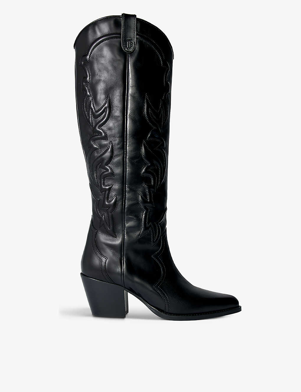 Shop Maje Womens Noir / Gris Western-style Leather Cowboy Boots
