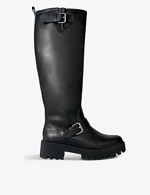 MAJE: Fazerys buckle-embellished leather knee-high boots