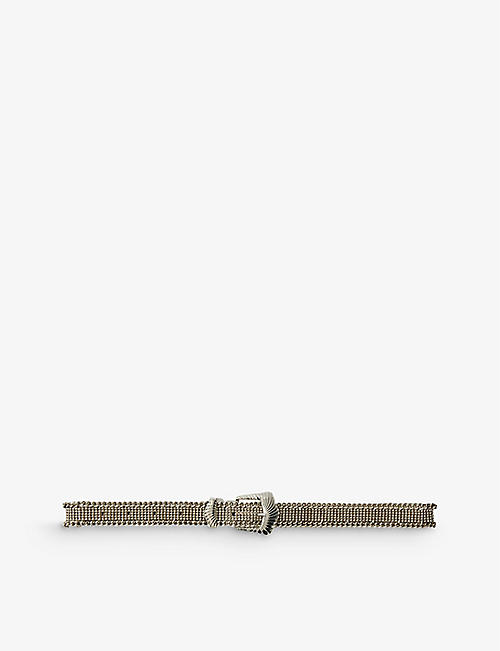 MAJE: Grooved-buckle knitted brass belt