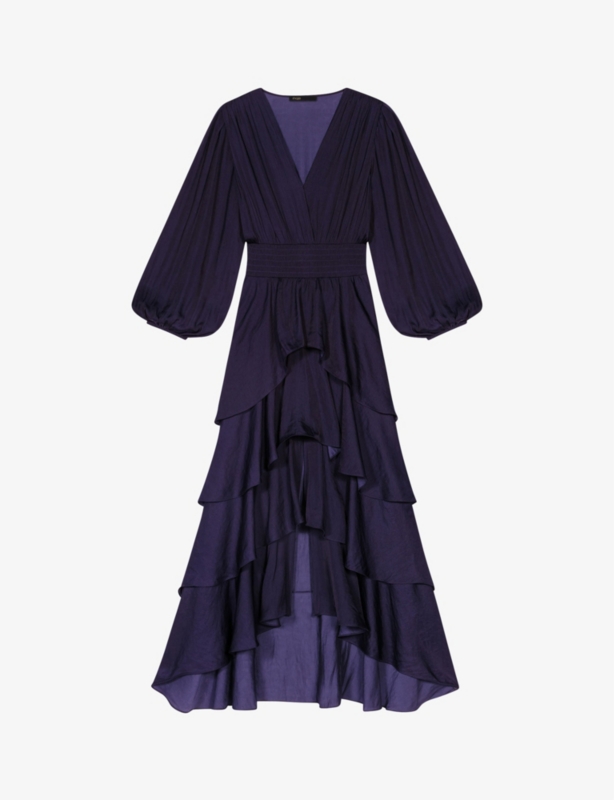 Ruffinella smocked-waist ruffled woven maxi dress