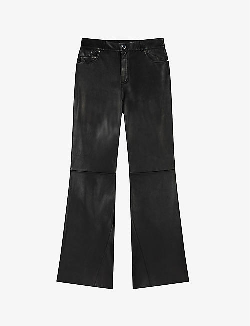 MAJE: Plutoma flared leather trousers