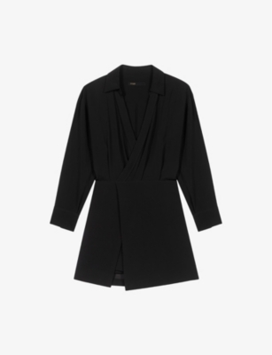 Maje Ilanie Long Sleeve Romper In Black