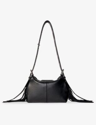Maje Women's Noir / Gris Miss M Mini Leather Shoulder Bag