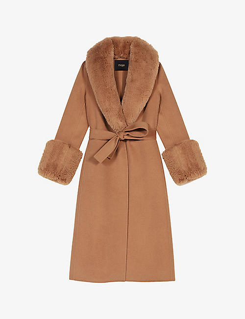 MAJE: Galaxyto tie-waist wool-blend coat