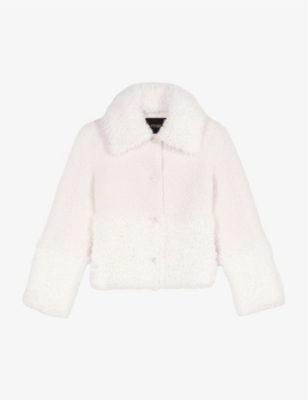 MAJE - Wide-collar contrasting-texture faux-fur coat | Selfridges.com
