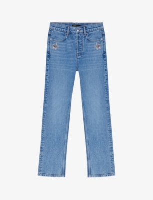 Maje Pagody 90s Low Rise Straight Leg Jeans In Blue In Bleus