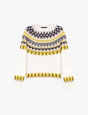 Maje Womens Bicolore Mamonix Fair-isle Knitted Jumper In Bicolore