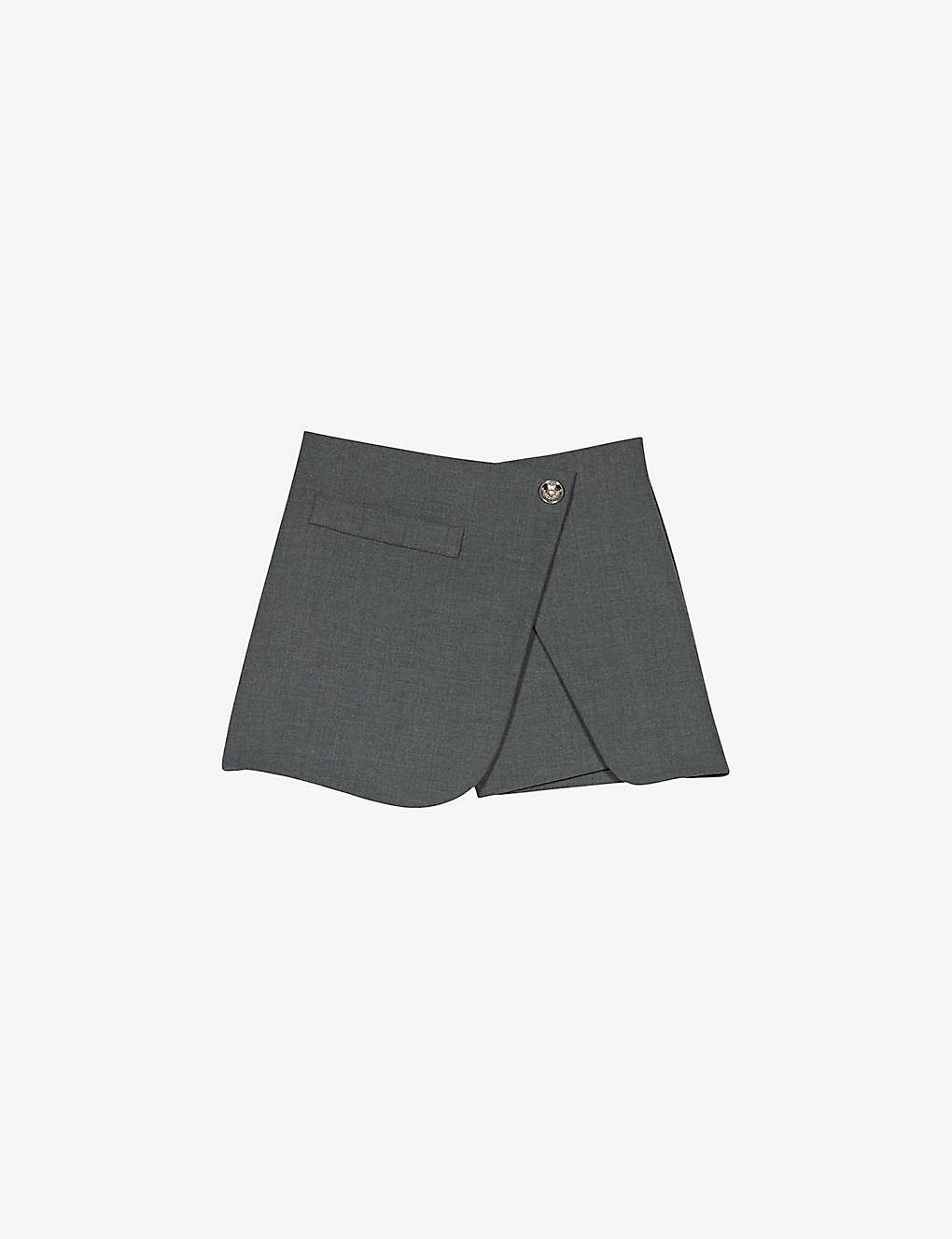 Maje Womens Black Ipimanete Wrap Over-panel Stretch-woven Shorts