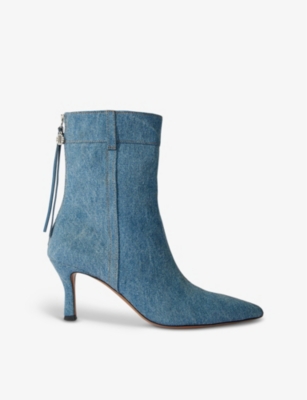 Maje Denim Ankle Boots With Pointed Toe In Blue