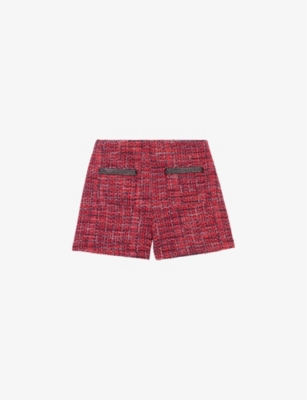 MAJE MAJE WOMENS ROUGES ITALETE CHAIN-EMBELLISHED TWEED SHORTS,68901067