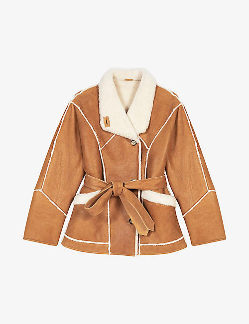 MAJE: Gabelo tie-waist leather coat