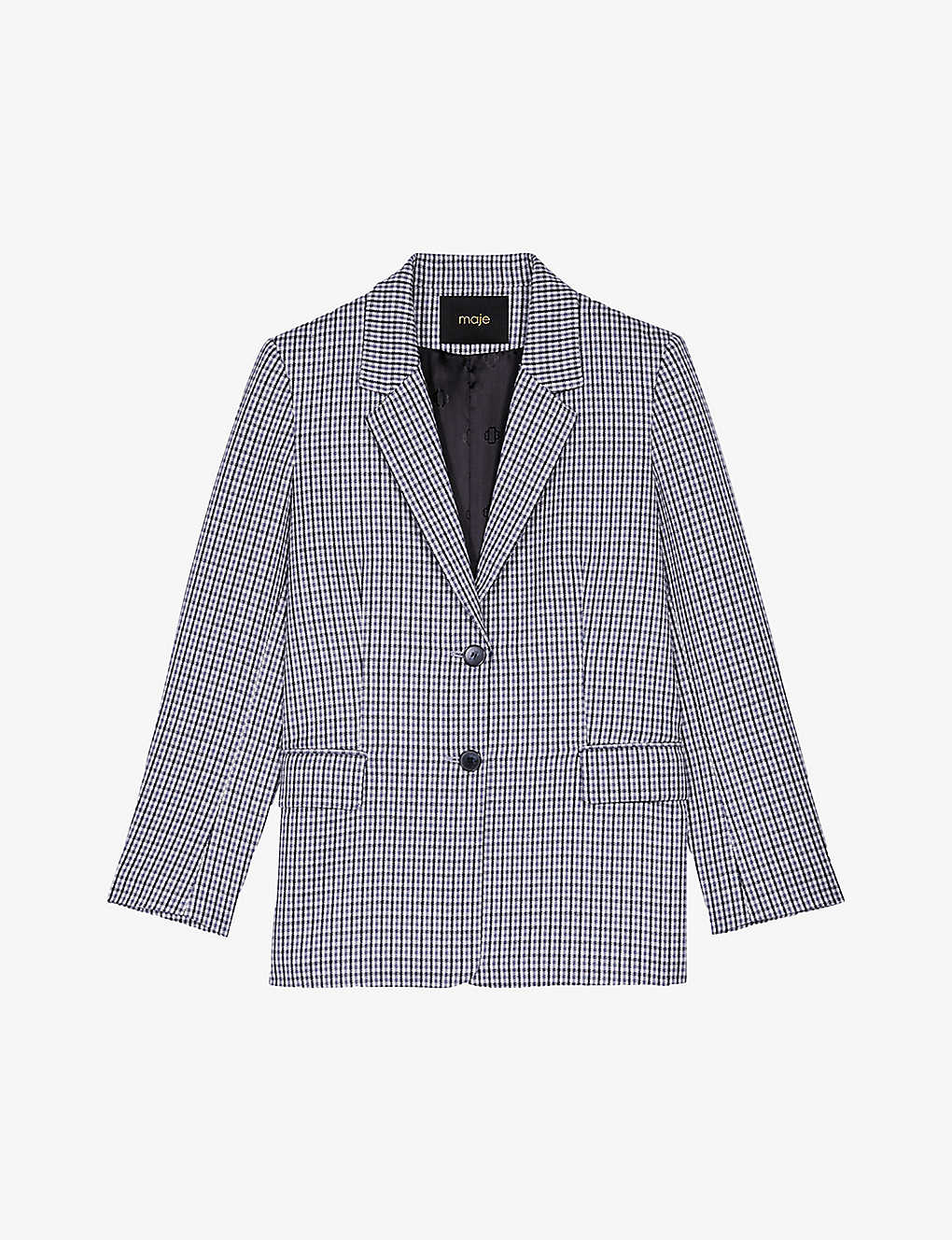 Maje Womens Bleus Check-pattern Double-breasted Woven Blazer In Blue