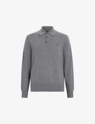 AllSaints Mens Long Sleeve Polo | Selfridges