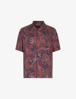 ALLSAINTS ALLSAINTS MEN'S DEPTH BLUE ZOWIE PAISLEY-PRINT WOVEN SHIRT