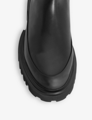 Shop Allsaints Harlee Chunky-heel Leather Ankle Boots In Black