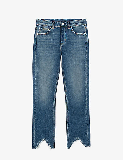 MAJE: Pacha ripped-hem stretch-denim jeans