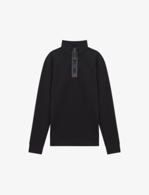 Reiss Hale Half-zip Long-sleeve Stretch-knit Jumper In Black