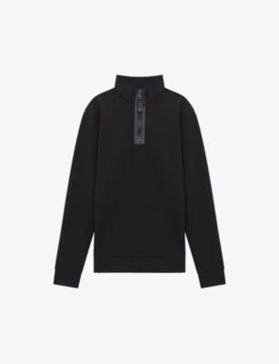 Reiss Hale Half-zip Long-sleeve Stretch-knit Jumper In Black