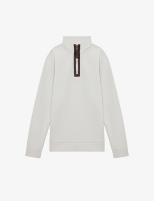 Reiss Off White Contrast Half-zip Funnel Neck Jumper In Off White