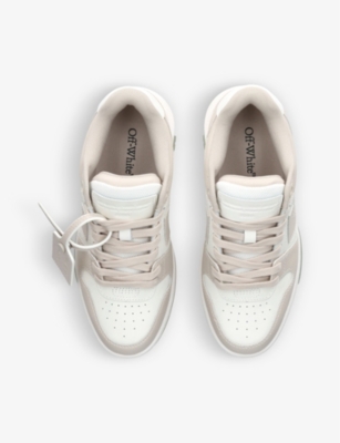 Shop Off-white C/o Virgil Abloh Women's Beige Comb Out Of Office Leather Low-top Trainers