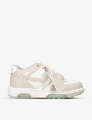 Shop Off-white Out Of Office Leather Low-top Trainers In Beige Comb