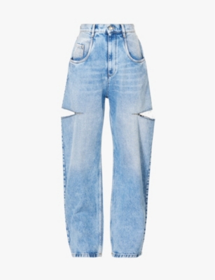 Maison Margiela High-rise Jeans With Side Rips In Blue