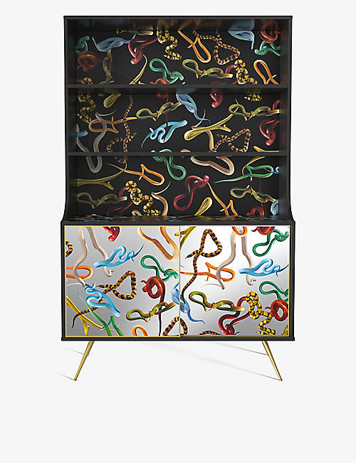 SELETTI: TOILETPAPER snake-print MDF-wood bookcase 120cm