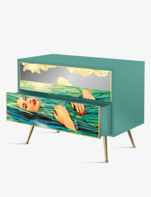 SELETTI: Seletti x TOILETPAPER Sea Girl graphic-print chest-of-two wooden drawers