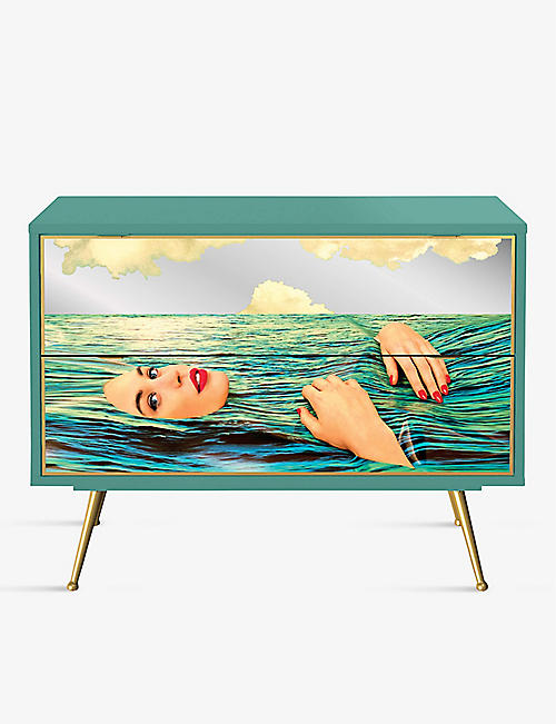 SELETTI: Seletti x TOILETPAPER Sea Girl graphic-print chest-of-two wooden drawers