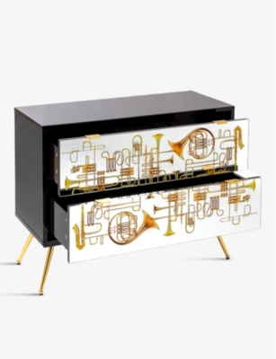 SELETTI: TOILETPAPER Trumpets wooden chest of two drawers 70cm