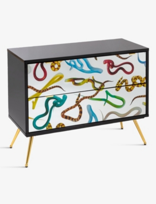 SELETTI: Seletti x TOILETPAPER Snakes graphic-print wooden chest of two drawers 70cm