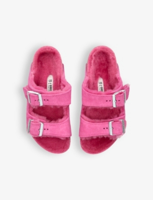 Shop Birkenstock Kids' Arizona Faux-shearling Sandal In Fuchsia