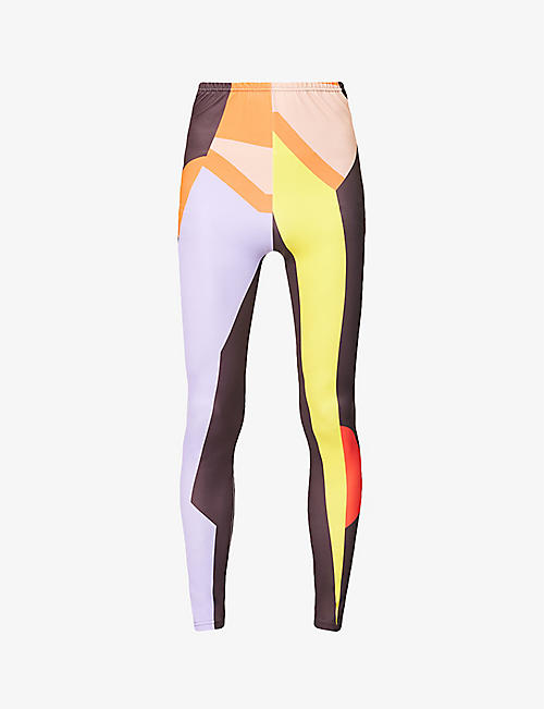 WALTER VAN BEIRENDONCK: Abstract-print slim-fit stretch-woven leggings