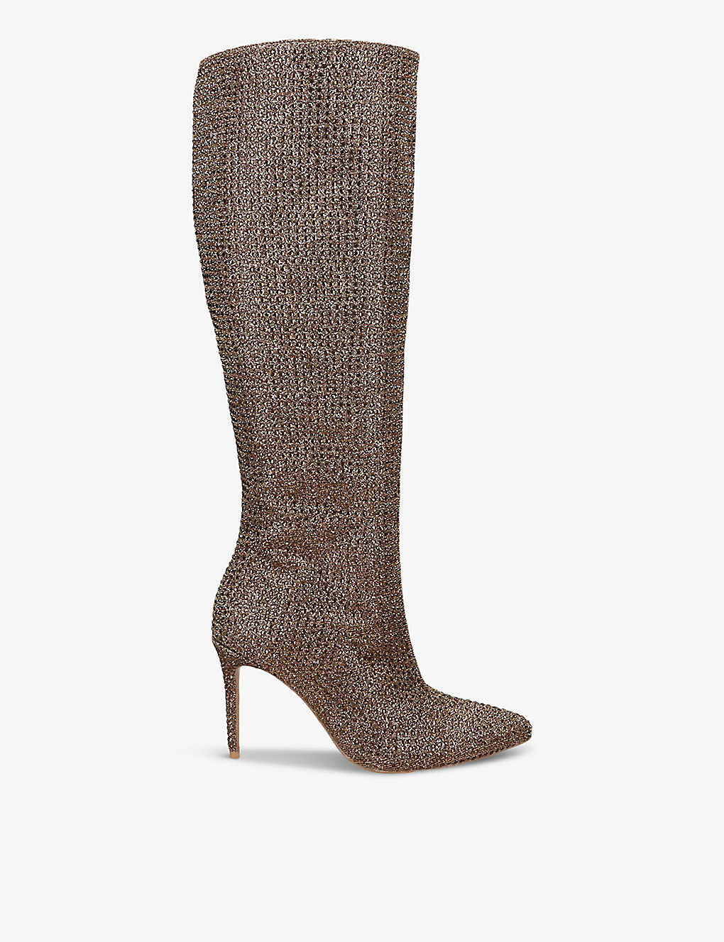 Kg Kurt Geiger Womens Gold Story Crystal-embellished Heeled Woven Knee-high Boots