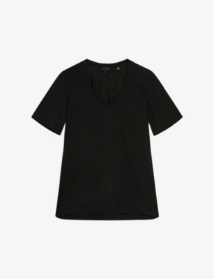 Ted Baker Womens Black Kerika V-neckline Short-sleeve Woven T-shirt