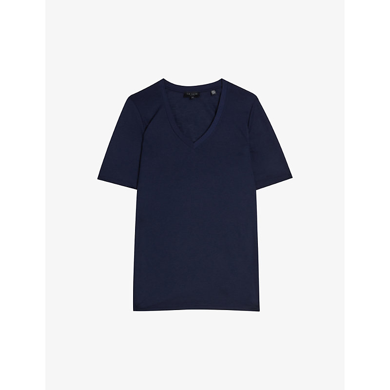 Ted Baker Womens Navy Kerika V-neckline Short-sleeve Woven T-shirt